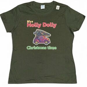 Holly Dolly Christmas Graphic Tee Sz Large -NWOT